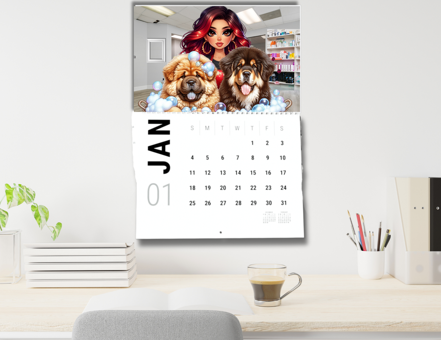 CutiePie Girls Sparkly Pups 2026 Calendar: A Year of Adorable Dog Groomers & Puppy Lovers