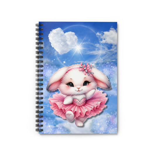 Dancing Sweet Bunny Pink Tutu Spiral Notebook - Ruled Line 6 x 8
