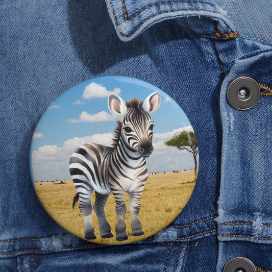 Zippy the Zebra Button,  Cute Accessories, Two Sizes, Fun Party Favors, Unique Gifts for Animal Lovers