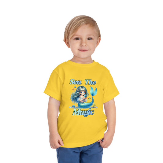 Toddler Tee — "Sea The Magic" Cute Mermaid Graphic Shirt Bella Canvas 3001 Toddler Apparel
