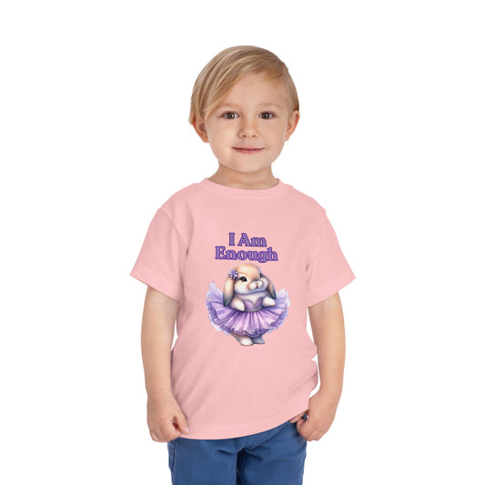 I Am Enough Toddler Tee — Ballerina Bunny Purple Tutu Kids Shirt