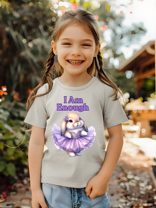 Youth Tee I Am Enough Bunny Ballerina Inspirational Quote Graphic