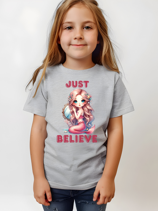 Mermaid 'Just Believe' Youth Tee Bella Canvas Quaility Apparel