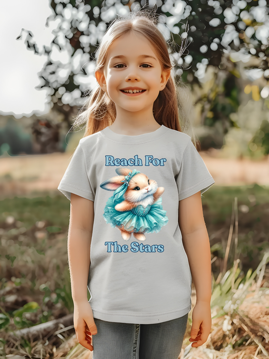 Reach For The Stars Bunny Inspirational Quote Bella Canvas Apparel Youth Tee