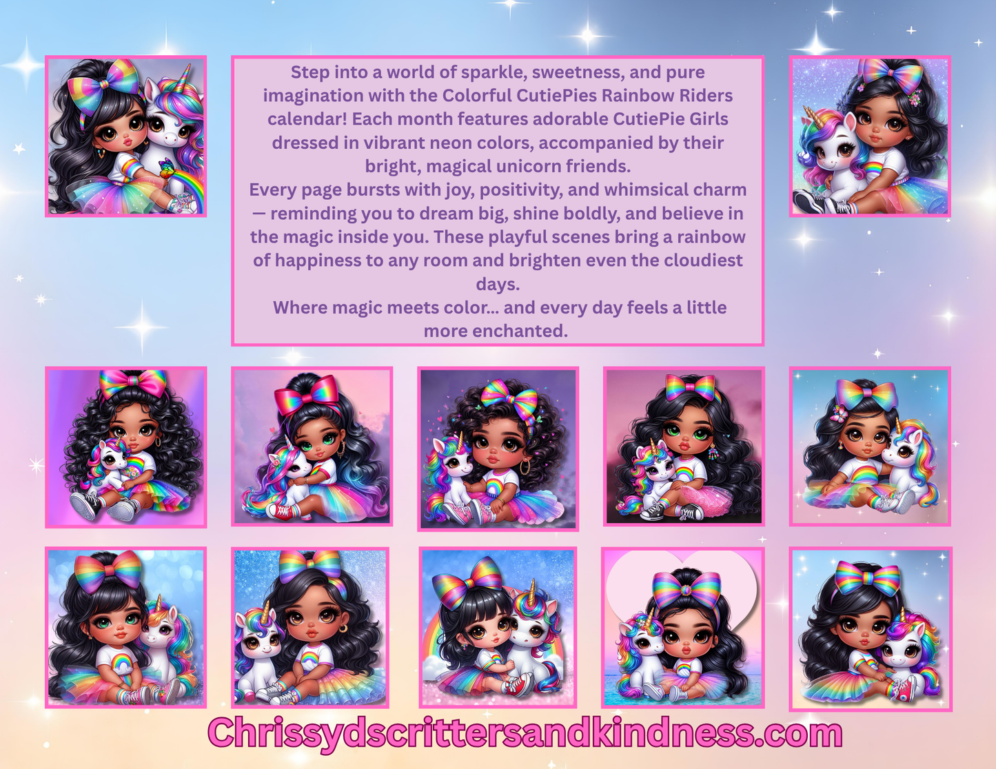 Rainbow Riders CutiePie Girls 2026 Calendar