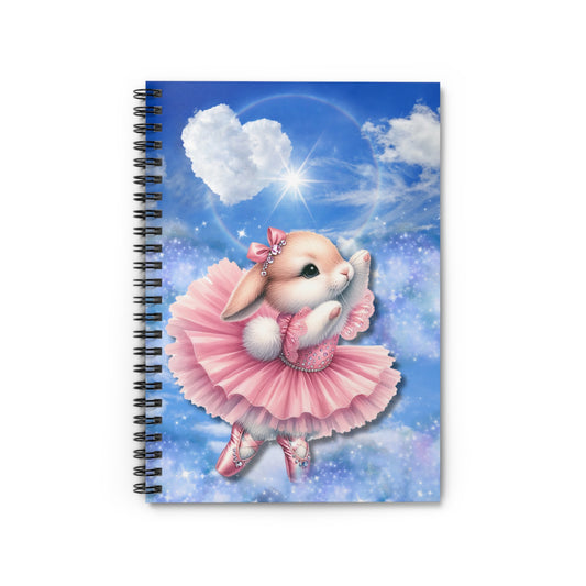 Dancing Bunny Wishes Pink Tutu Spiral Notebook - Ruled Line