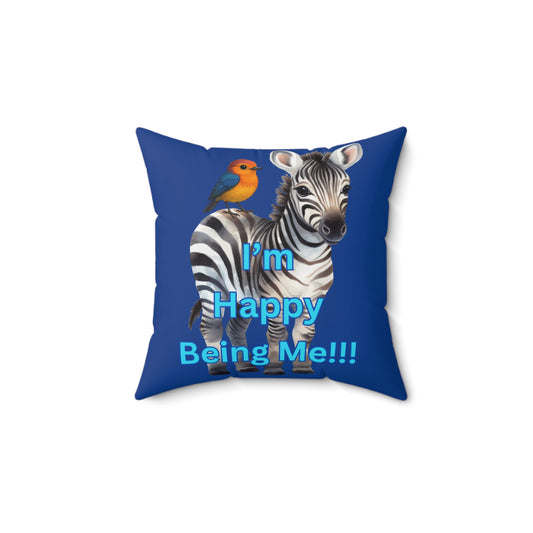 Zippy the Zebra with Best Friend Mia the Sunbird Pillow, Be Happy To Be You, Home Decor, Gift for Kids, Animal Lover's Gift, Decorative Throw Pillow