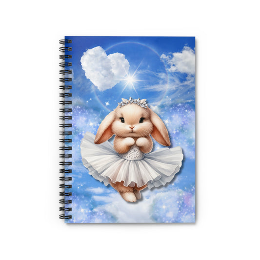 Dancing Bunny White Tutu Spiral Notebook - Ruled Line 6 x 8