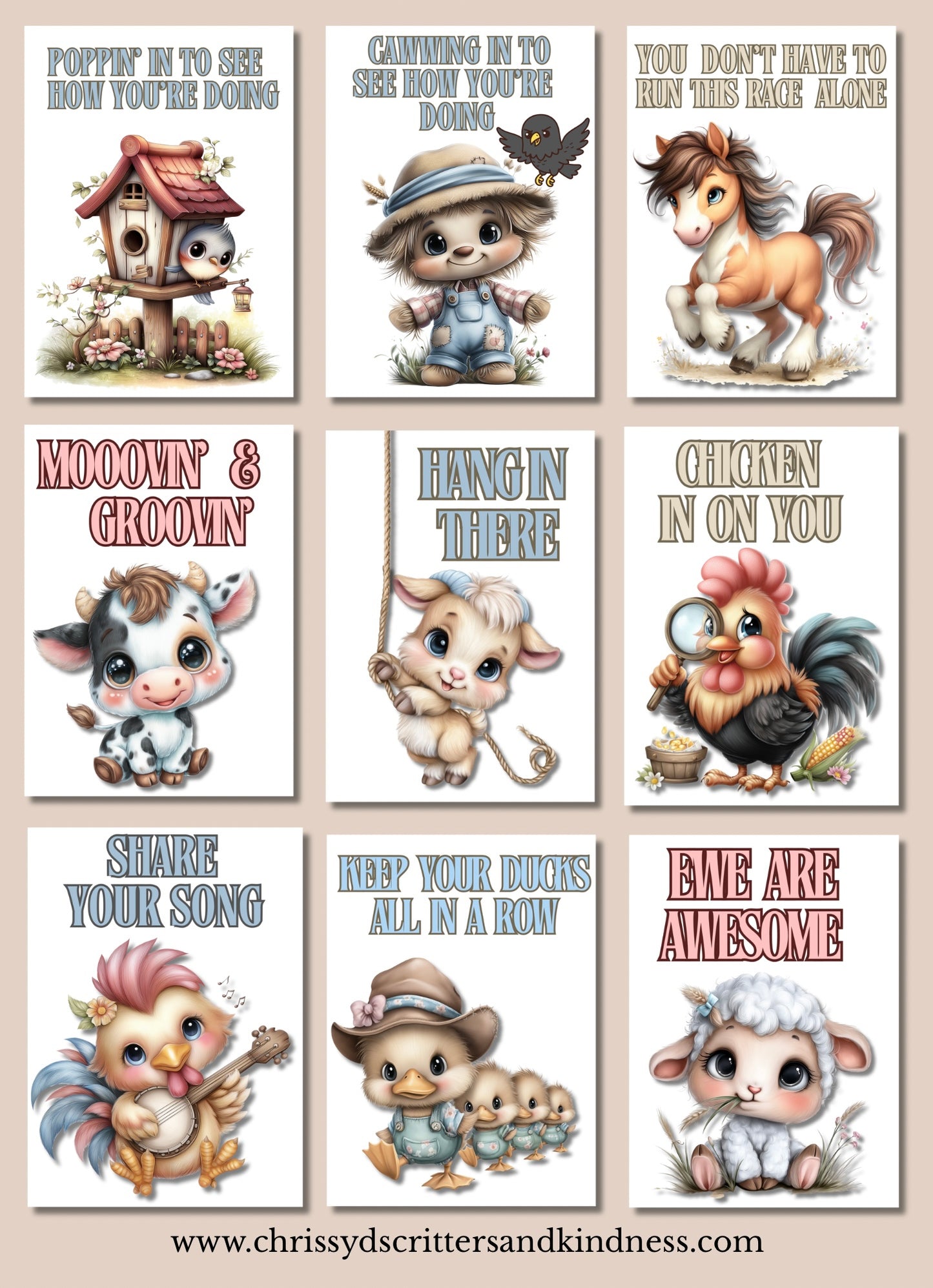 The Down Home Farm Greeting Card 10 piece Set