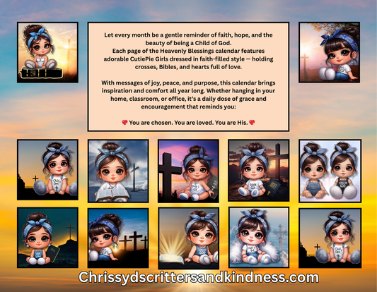 Heavenly Dreams Child of God CutiePie Girls 2026 Calendar: 12 Month Jan-Dec